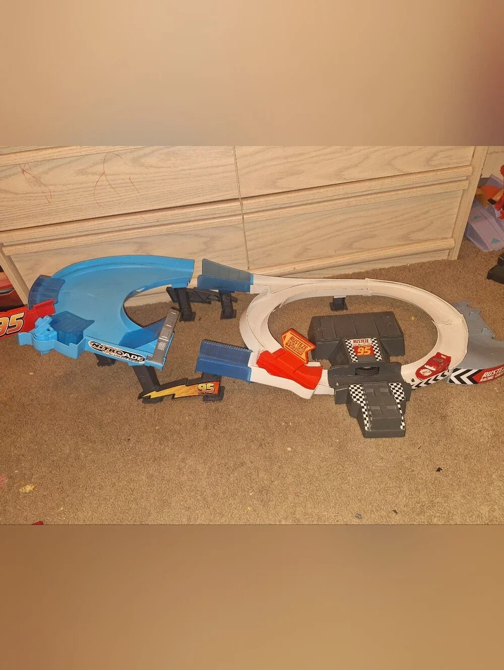 Disney Pixar Cars 95 Race Track Playset - Red, Blue, White